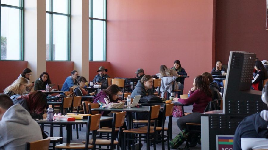 Students studying on the first floor of Corbett.