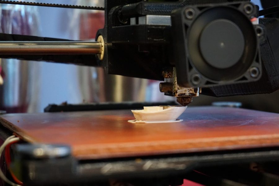 A 3-D printer in action