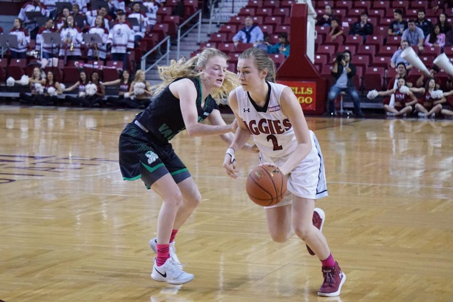 NMSU ends their losing streak at two with a critical win over Utah Valley.