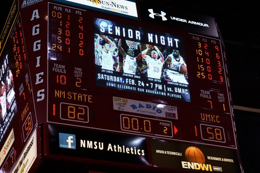 NMSU Men's Basketball beat UMKC 82-58 in their last home game of the season