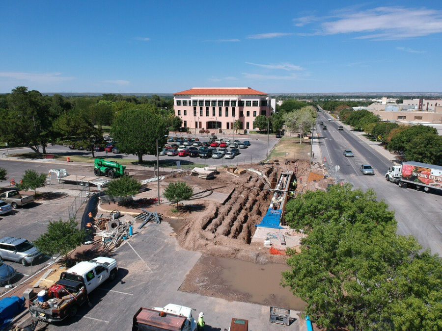 Construction on Stewart Street revealed a multi-year underground repair plan. The massive hole pictured above occupies the most of the west intersection in front of ODonnell Hall.