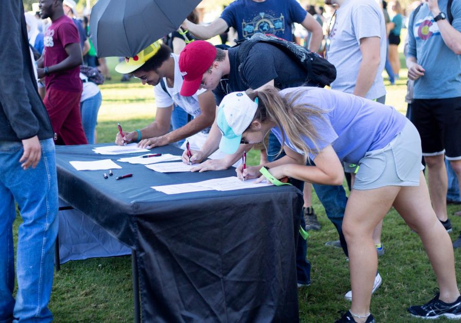 Volunteers checking in at 8 a.m. 