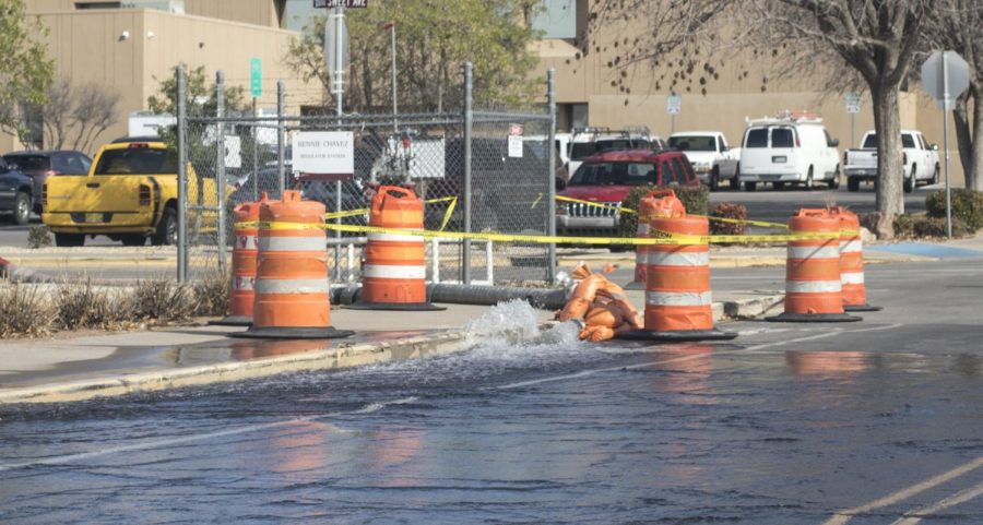 NMSU routine drainage floods the intersection of Stewart Street and South Espina Street.