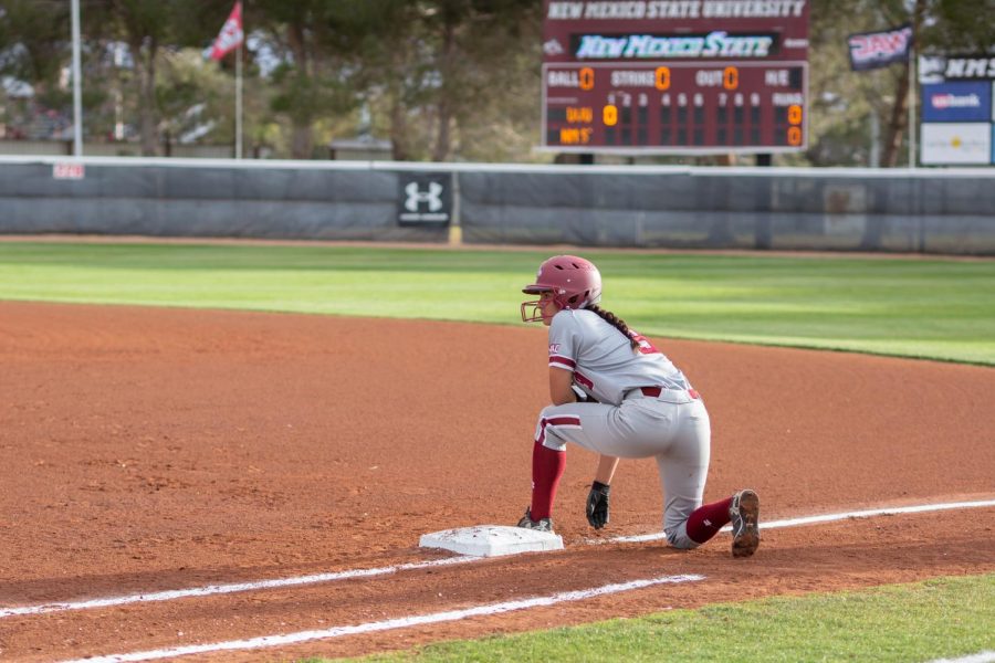 New Mexico State beats UMKC 12-10 and 11-6 to ensure a winning record in-conference for the seventh straight season.