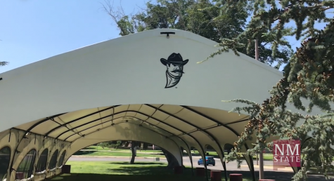 NMSU erected new tents to hold outdoor classes this September. Image Courtesy NMSU Facebook.