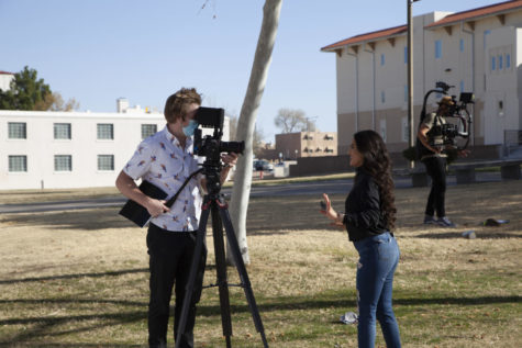 Signs of normalcy on campus are beginning to return, such as these interviews led by the NMSU Marketing Department for their project, Be Bold 2025. 