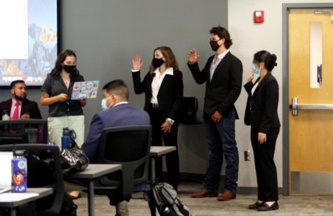 Senators Sarah Roderick (left), Caleb Doss (middle) and Sophia Annette Pettes (right) were sworn in on Aug. 26 in the first meeting of the 65th Senate.