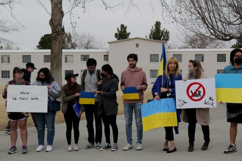Students and faculty during Ukraine invasion protest on Feb. 28 