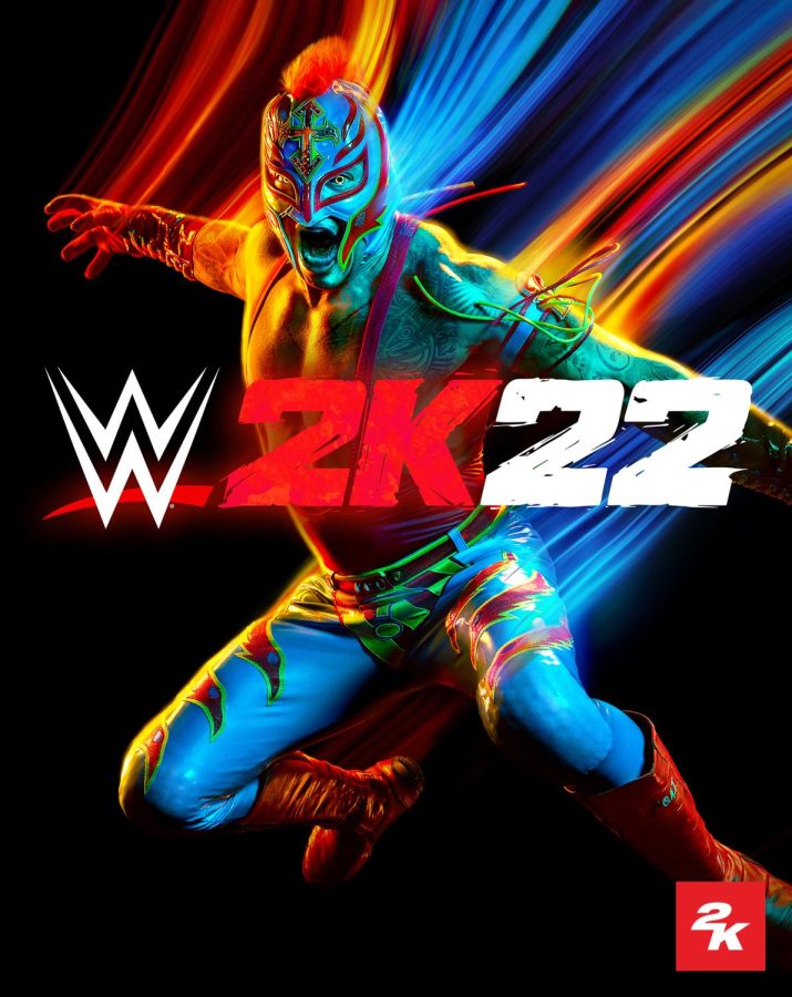 Video+game+cover+of+WWE+2K22+developed+by+Visual+Concepts+and+published+by+2K+Games.