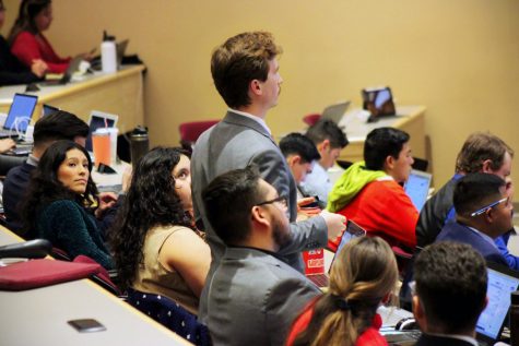 College of Engineering Senator Eric Gauthier expresses his views on Bill 136 during Thursdays senate meeting on Nov. 10, 2022, in Domenici Hall. 