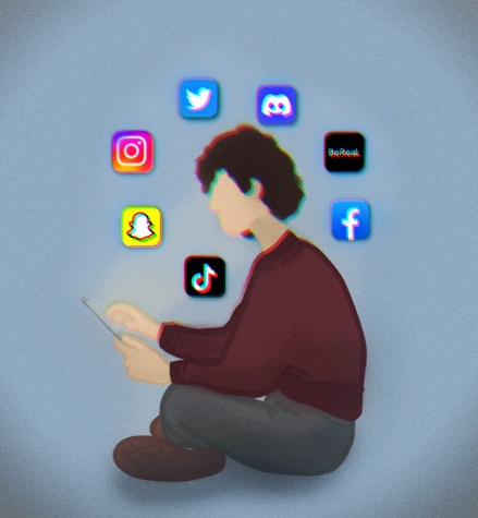 Social media app usage has become increasingly prevalent among college students and young adults. Illustration by Leah De La Torre