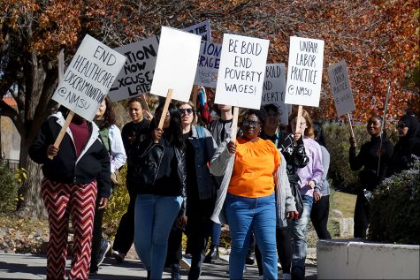 NMSU graduate students and some faculty protested outside Corbett Center Student Union on Dec.1, 2022, calling on administration to negotiate pay and work conditions before a Dec. 6 deadline given by the NMSU Graduate Workers Union.