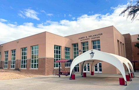 The James B. Delamater Activity Center, located on Stewart Street, has around 100,000 square feet of athletic facilities available to NMSU students. Photo taken Feb. 15, 2023. 