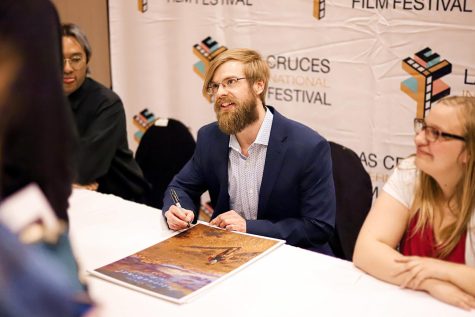 Local artist and NMSU alumnus Rush Allen had his work selected for this years Las Cruces International Film Festival official poster. Rush greeted community members at a poster reveal party the night of Feb. 11, 2023, held at the New Mexico Farm & Ranch Heritage Museum. 