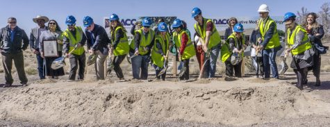 Honored and respected guests performing a construction version of a ribbon cut to offically mark the begging of the new DACC building. March 28, 2023