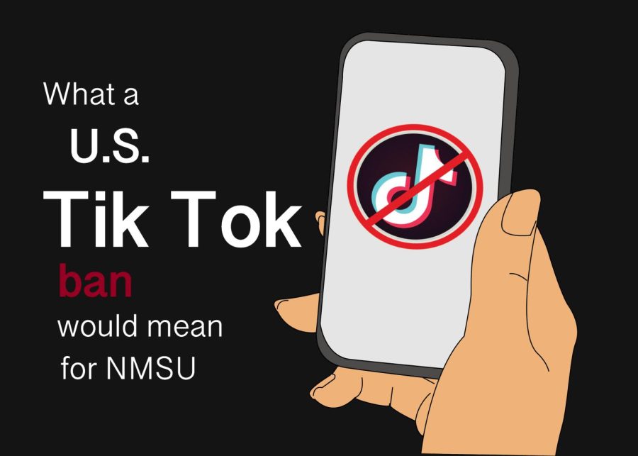 TikTok%2C+a+popular+social+media+app%2C+is+used+by+millions+of+users+throughout+the+U.S.+Calls+by+Congress+to+ban+the+app+have+recently+escalated.+Graphic+by+Round+Up+Multimedia.+