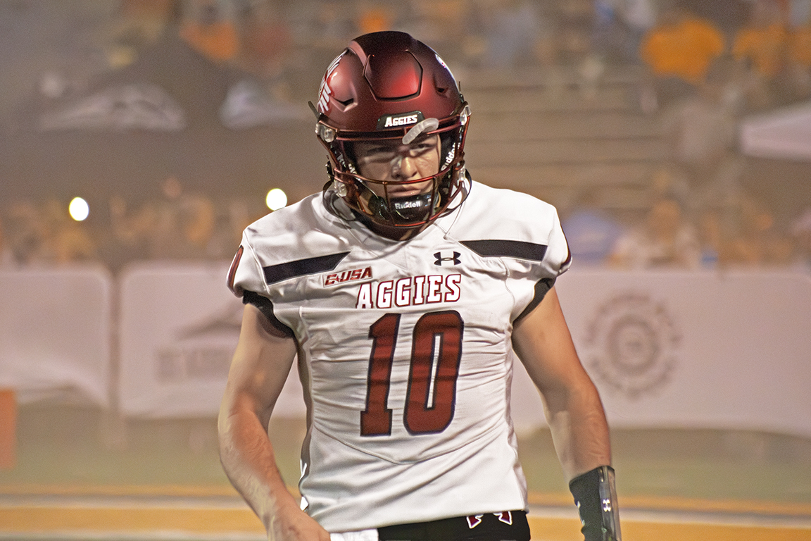Quarterback Diego Pavia scored two touchdowns during NMSUs match against UTEP. Oct. 18, 2023.