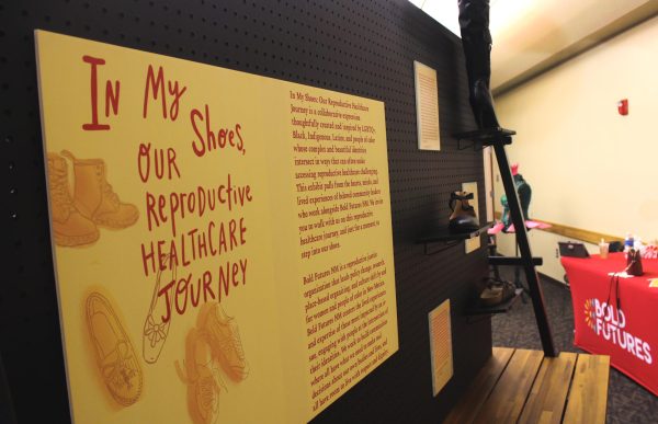 Art exhibition In My Shoes, Our Reproductive Healthcare Journey on Tuesday, Nov. 14, 2023, at the Otero Room of the Corbett Center.