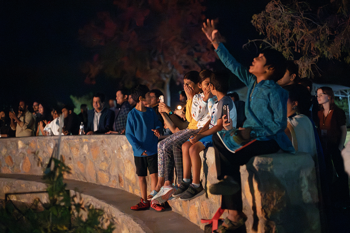 Onlookers enjoy the fireworks outside of Corbett Center Student Union, Sunday, Nov. 5, 2023. The fireworks were one of the final parts of this years Roshni celebration.