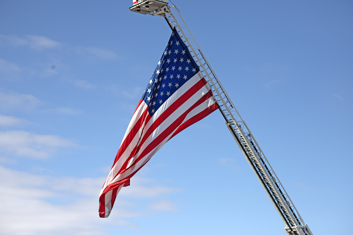 The U.S. flag waves above the 28th annual Veterans Day Parade in downtown Las Cruces. The theme for this years event was Honoring Desert Storm Veterans. Nov. 11, 2023. 