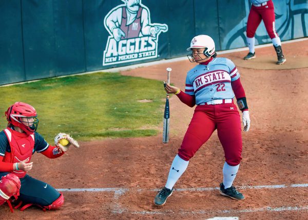 Junior Dezianna Patmon dodging a pitch from UNM in game one of the double-header. March 26, 2024. 
