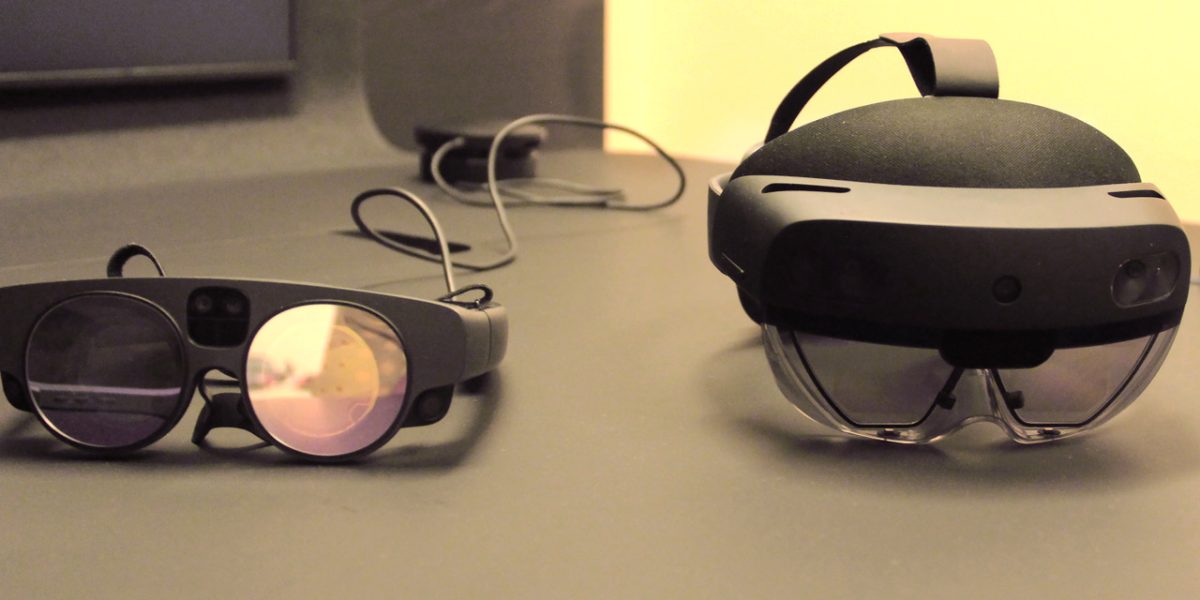 NMSU offers two types of VR headsets, Magic Leap from Android (left) and HoloLens from Microsoft (right). April 24, 2024