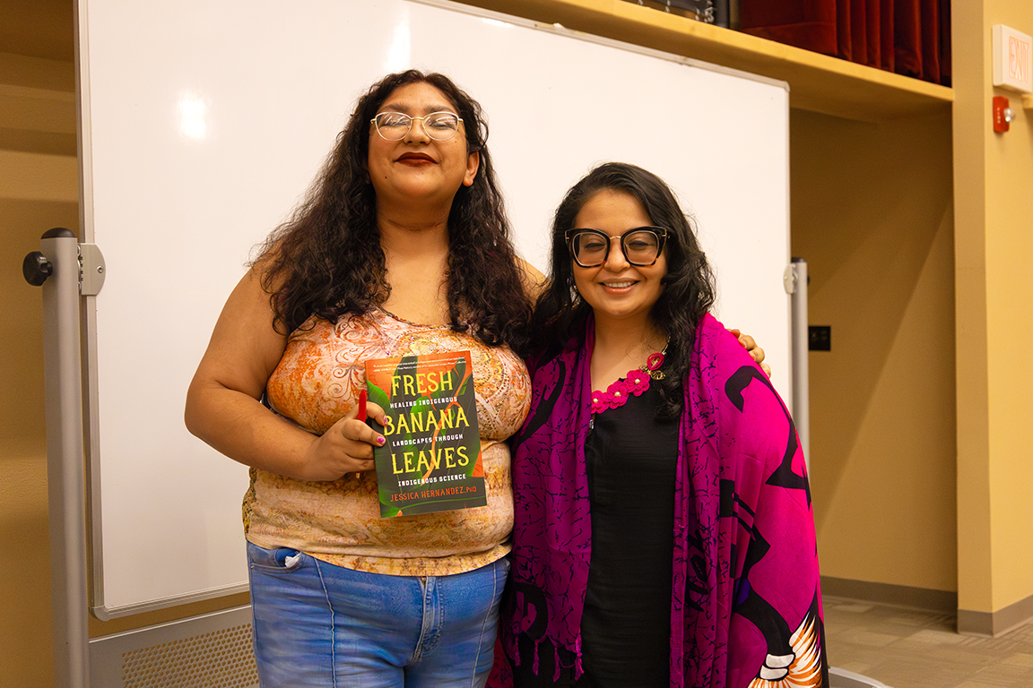 Hernandez poses for a picture with one of The Round Up's staff writers, Alezandra Cisneros. Sept. 17, 2024.