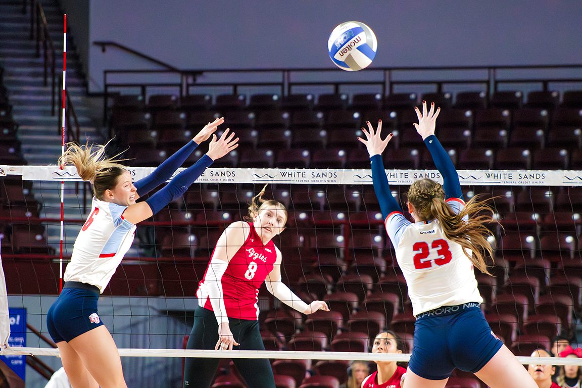 Outside Hitter/ Right side, Ashley Herman spikes the ball. Oct. 25, 2024. 