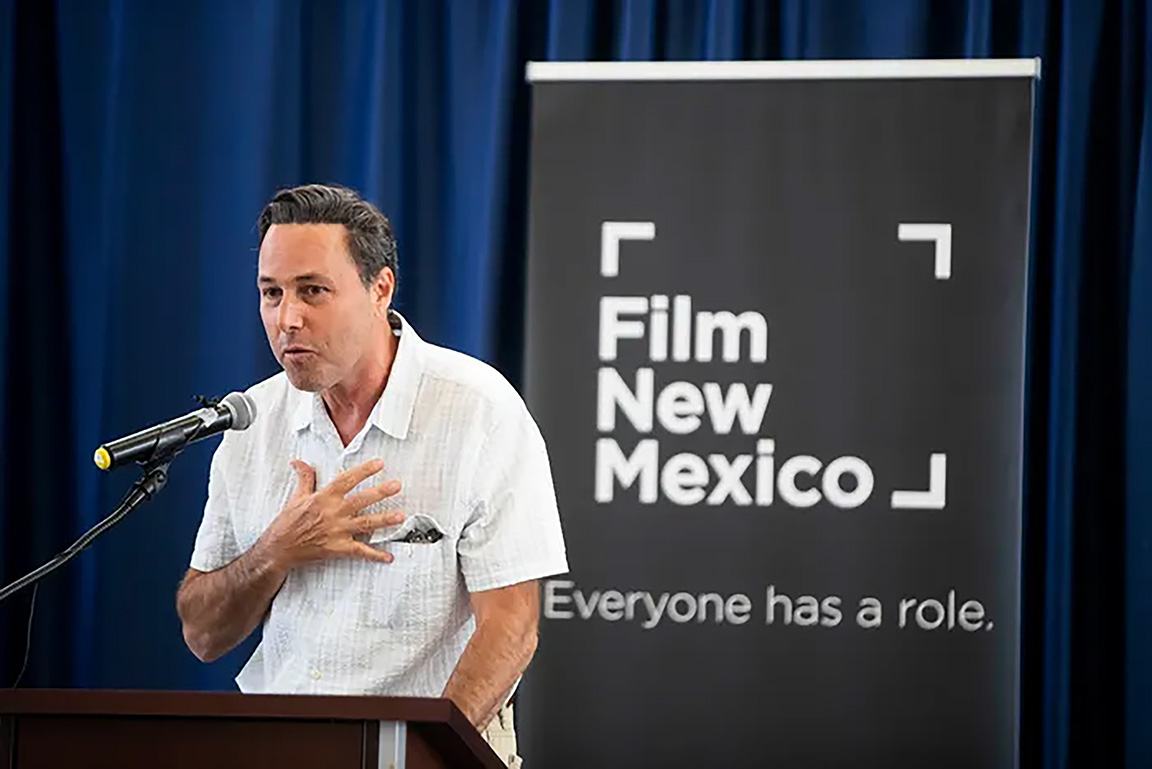 Professor Ross Marks speaks at a Film New Mexico event. Photo courtesy of Ross Marks. 

 