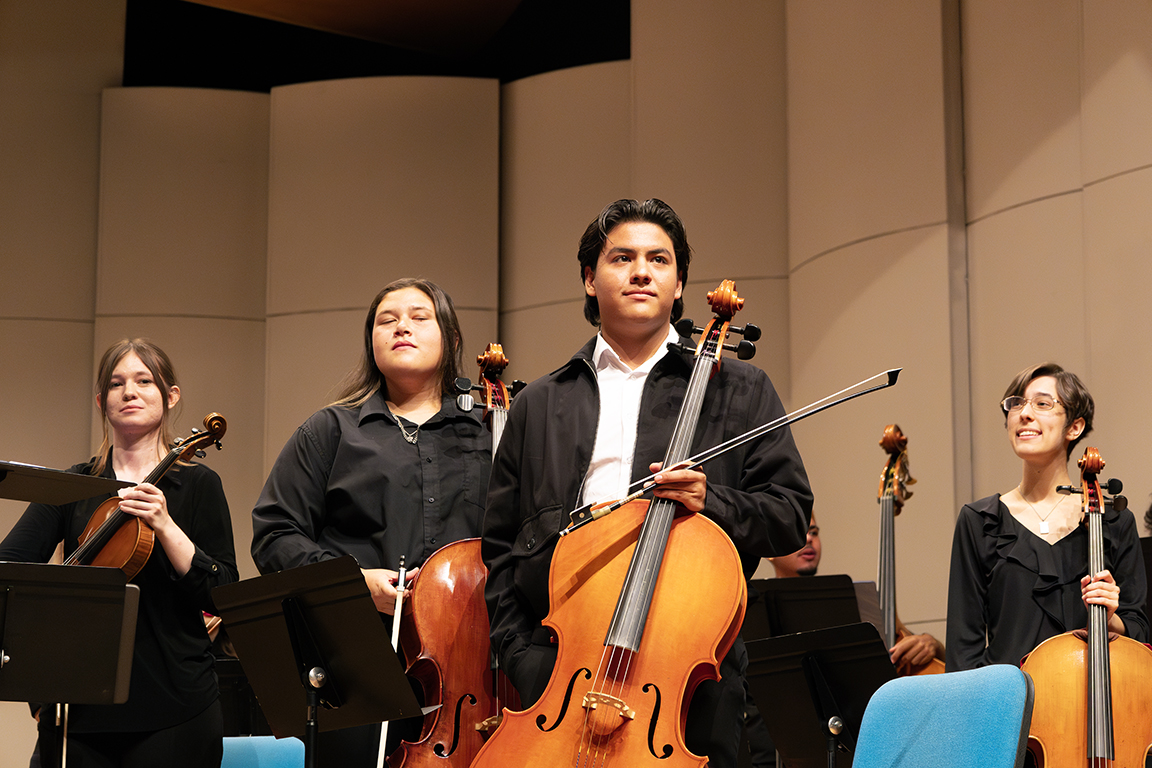 NMSU Philharmonic Orchestra stands after their performance of “Adagio” by Tomaso Albinoni. Sept. 22, 2024.  