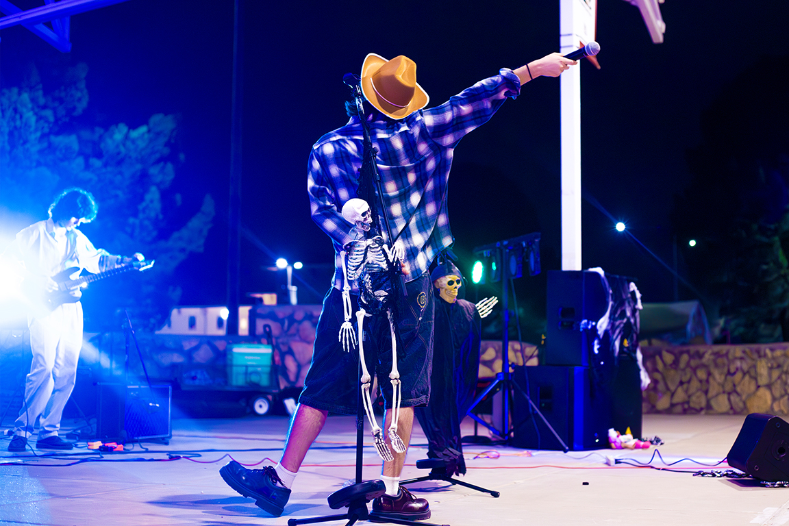 Acrolein’s lead singer encourages the audience to sing back. Oct. 18, 2024. 