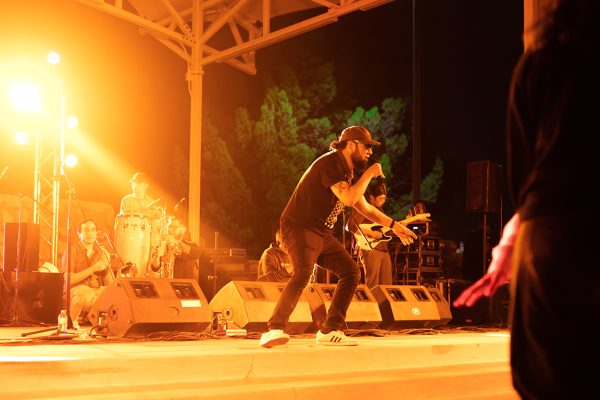 Cumbia band Sonido Cachimbo performed at the NMSU Corbett Outdoor Stage in celebration of LaCumbia Night on Oct. 16, 2024. 