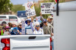 The "No Kings" protest took place on the intersection of Picacho Avenue and Main Street on Saturday, April 19, 2025. 