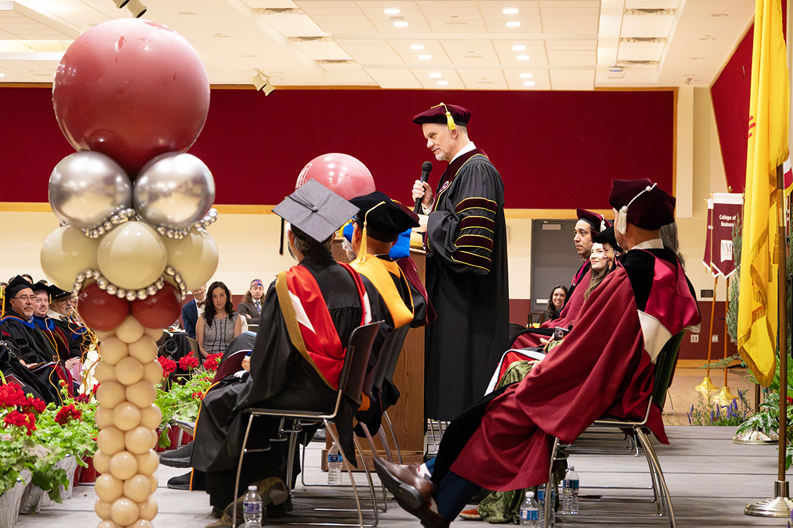 Valerio Ferme gives his inauguration address as NMSU’s 32nd president. April 24, 2025. 