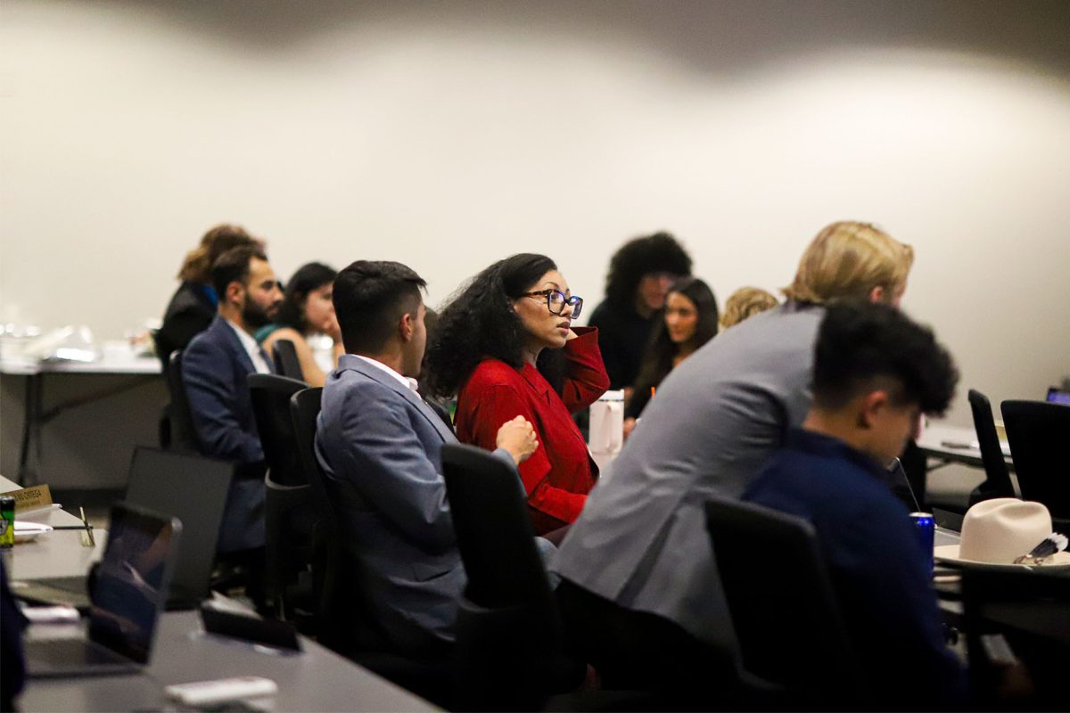 ASNMSU senators meet to discuss resolutions and bills during their final meeting of the spring semester. April 24, 2025.