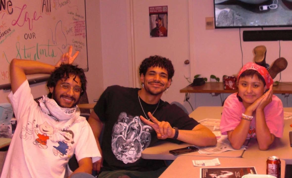 NMSU Dream Team Organizers [from left to right] Jovanny (he/him/el), Alberto (he/him/el), and Sarai (she/her/elle). 