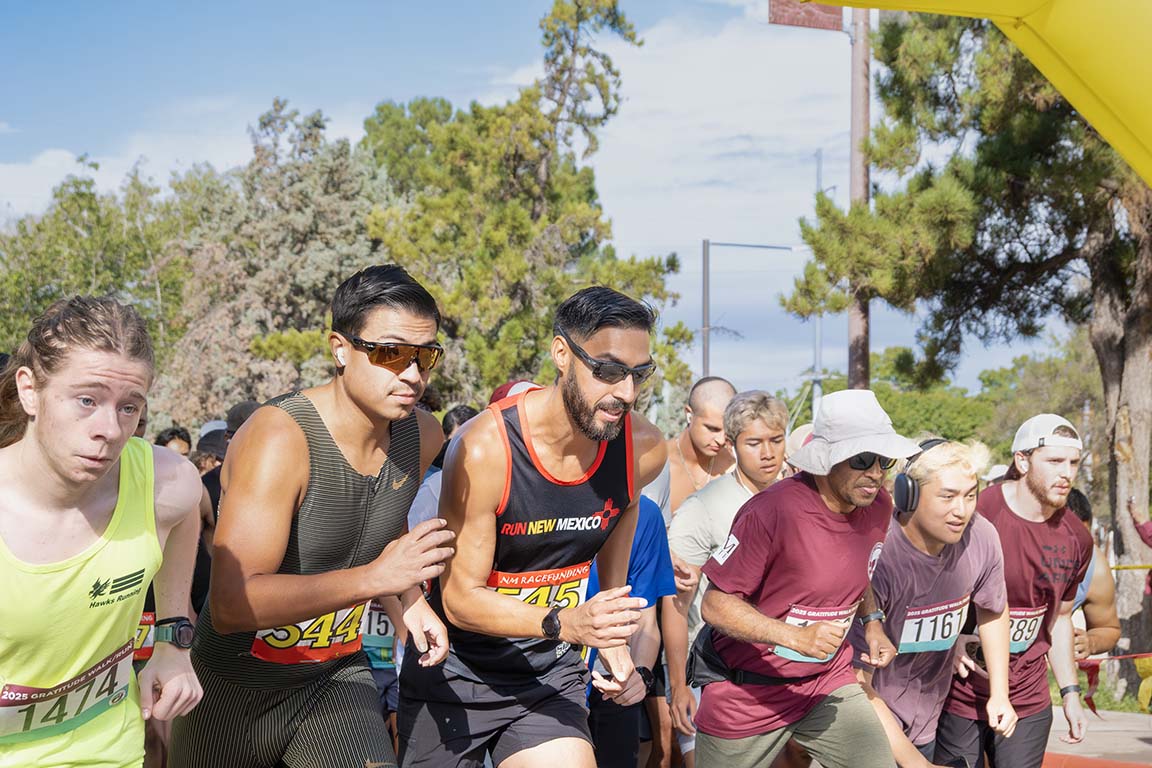 Runners take off seconds after the horn signals the start of the Gratitude Run. September 13, 2025.