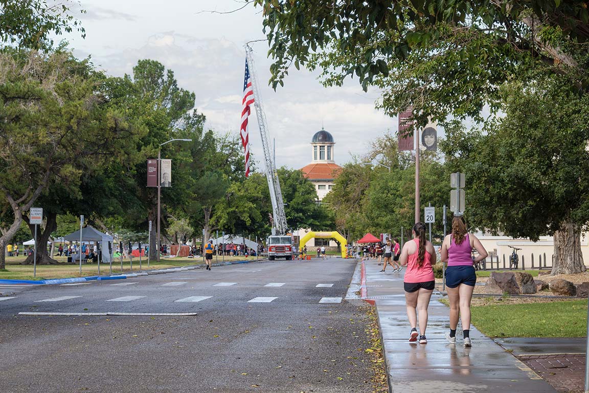 The 5K Gratitude Run took place at the Horseshoe in front of Atkinson Music Hall on a rainy Saturday morning, September 13, 2025.