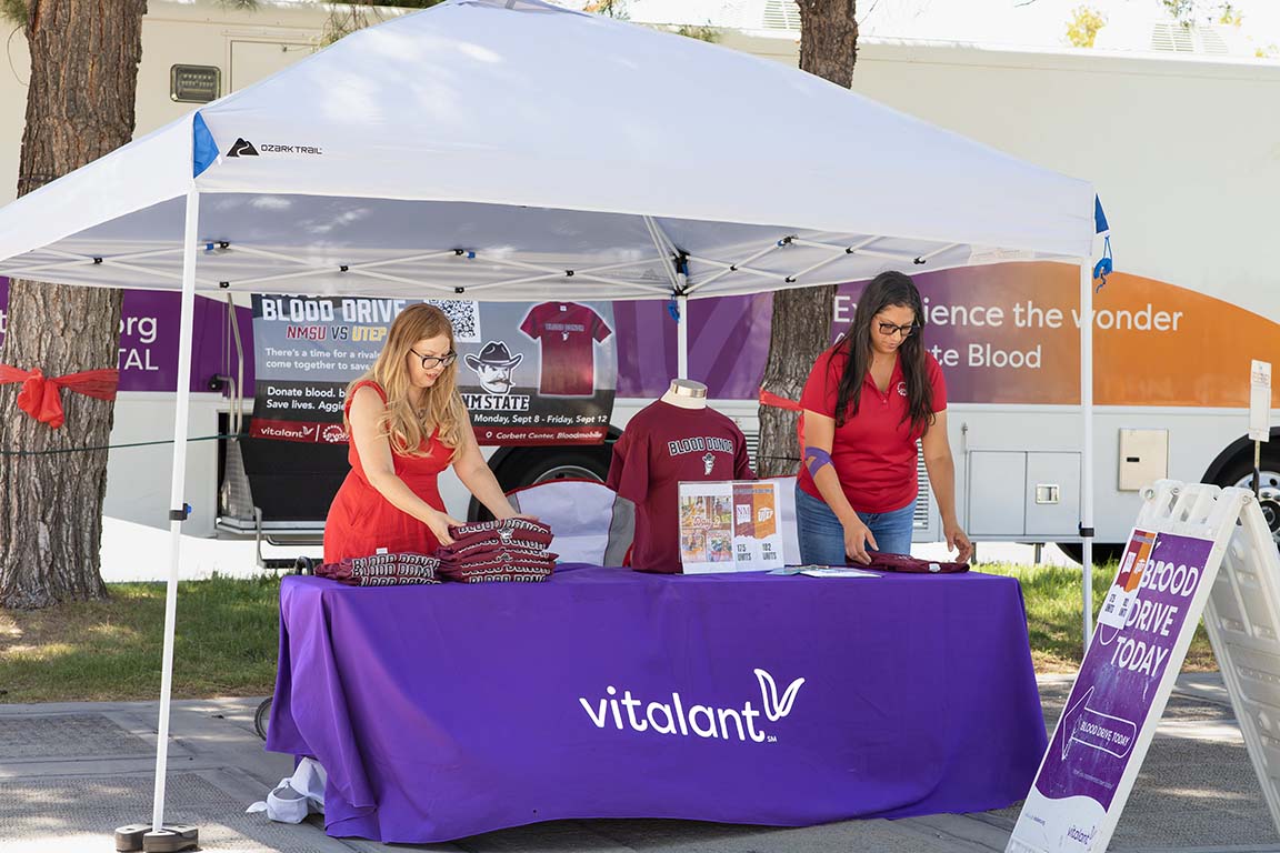 The NMSU Blood Drive gave away t-shirts and other prizes to anyone who took the time to donate. Sept. 11, 2025.  