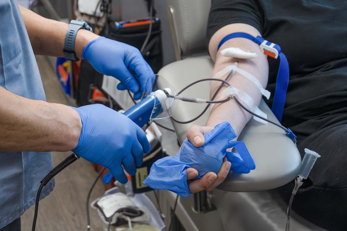 The phlebotomist draws blood for the I-10 Coalition Blood Drive against UTEP. Sept. 11, 2025.  