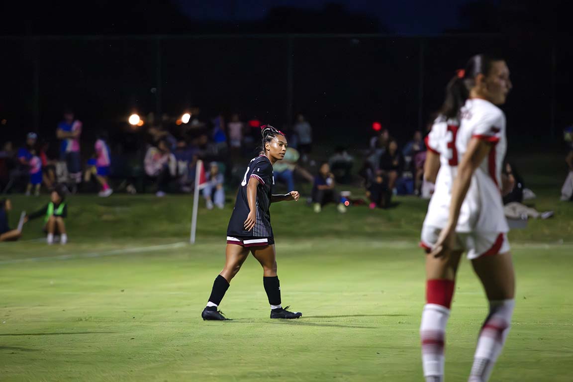 Defender Marlee Cavitt prepares to respond as Texas Tech has the ball. September 9, 2025. 