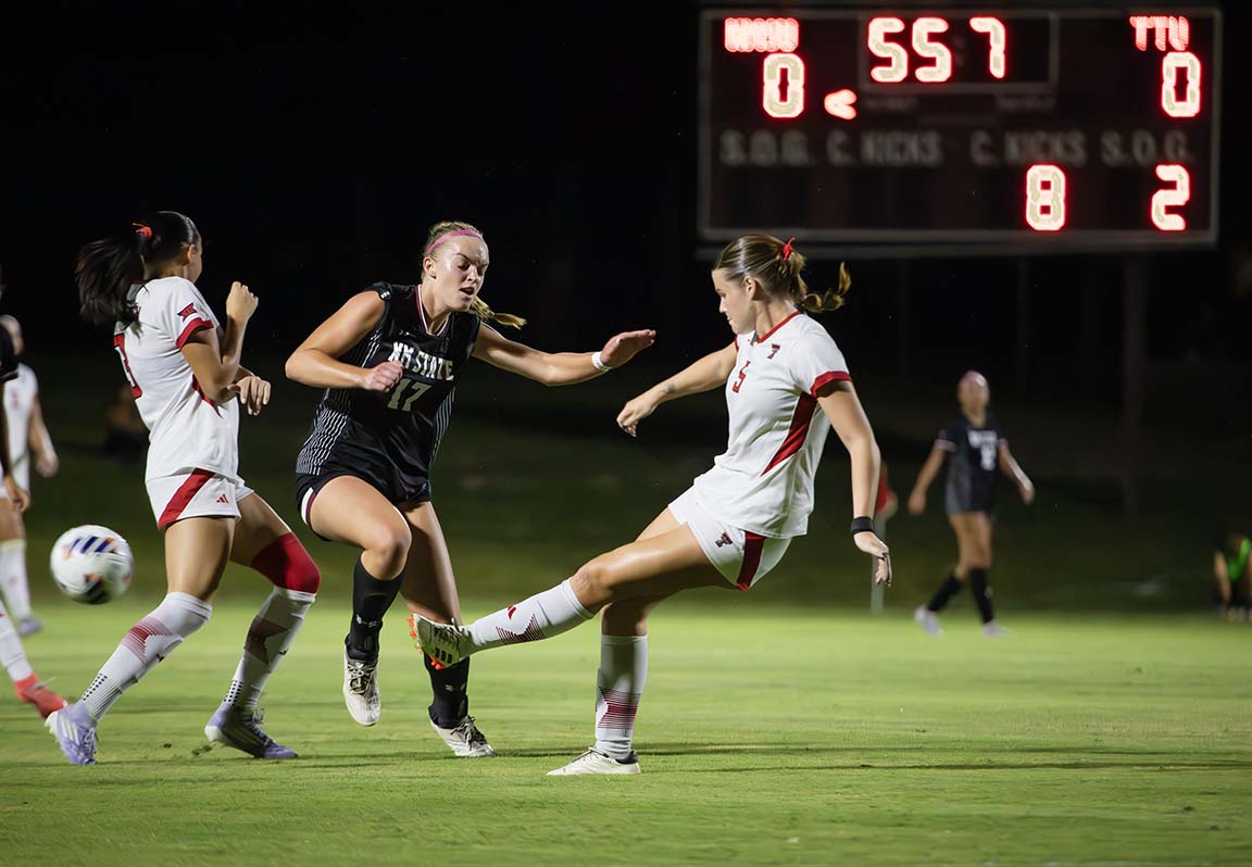 The game remains scoreless at halftime of the NMSU Women's Soccer match against Texas Tech on September 9, 2025.   