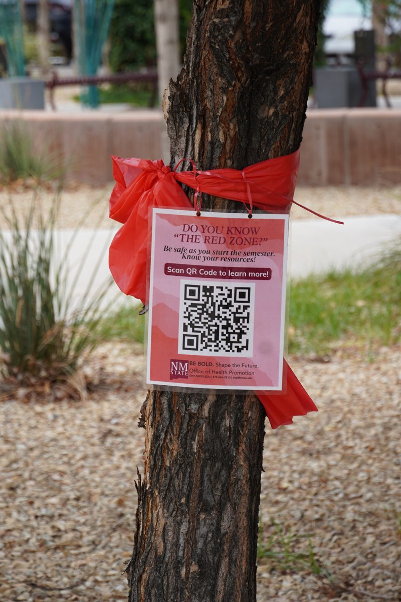 Tree near Milton Hall displaying QR code for further information. Sept. 3, 2025.  