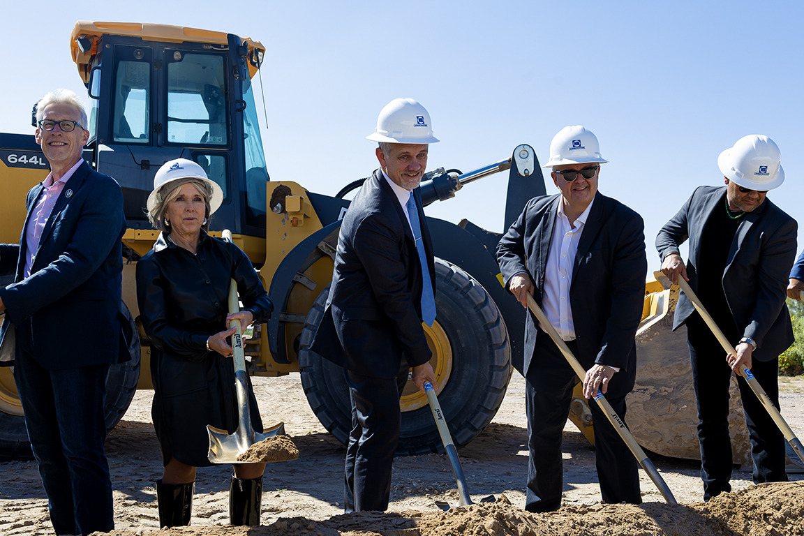 Speakers at the Arrowhead Groundbreaking Celebration pose for a photo. Sept. 30, 2025. 