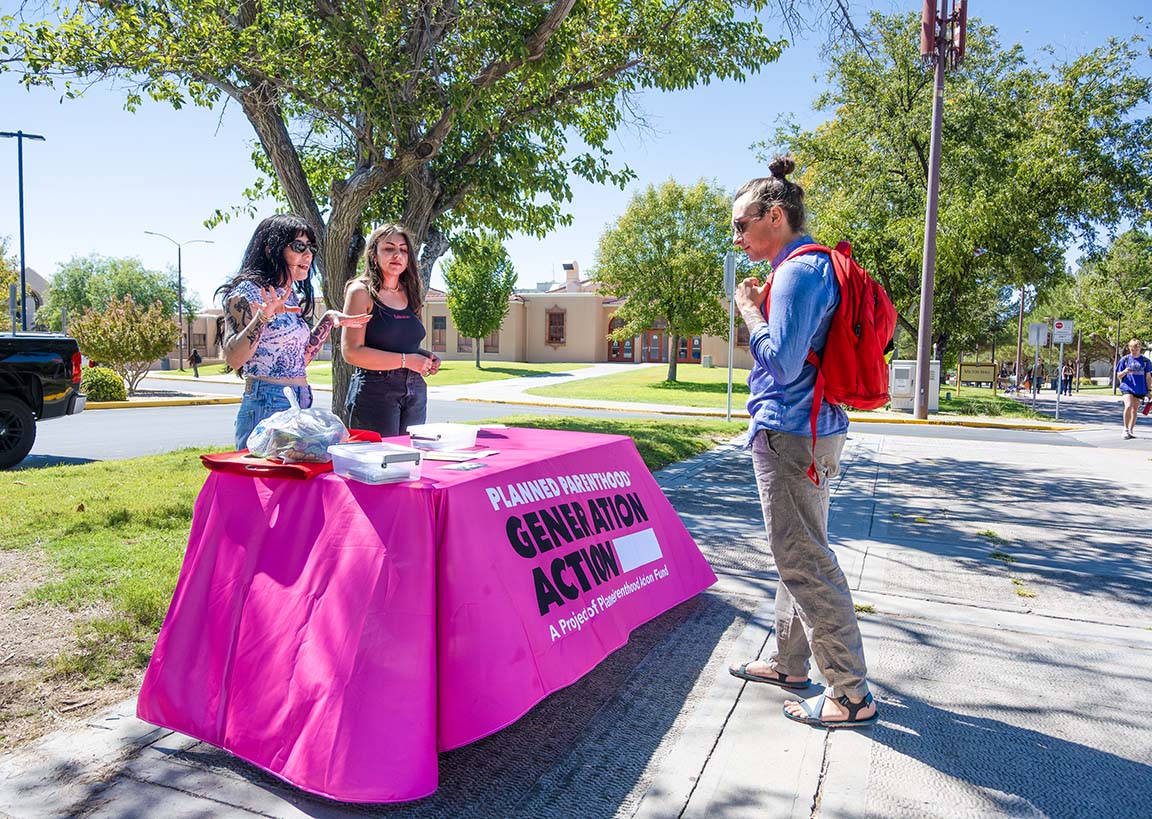 NMSU’s Generation Action club hosts a recruitment tabling event at the International Mall on Oct. 2, 2025.  
