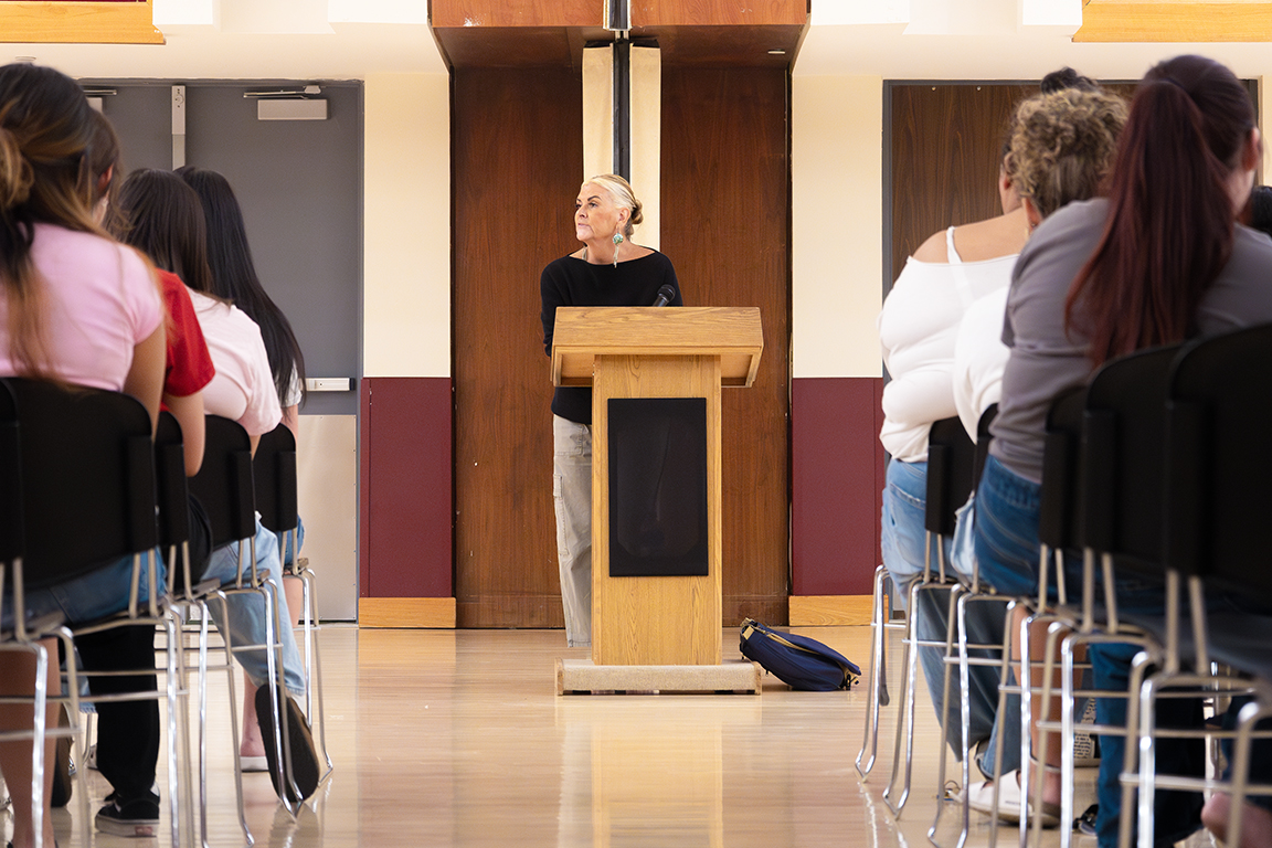 Tami Lara talks about her background in law enforcement and self-defense training. Sept. 24, 2025.