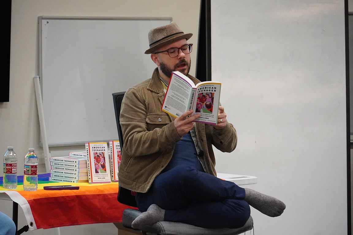 Nico Lang reading from chapter six of his American Teenager book. Nov.18, 2025.