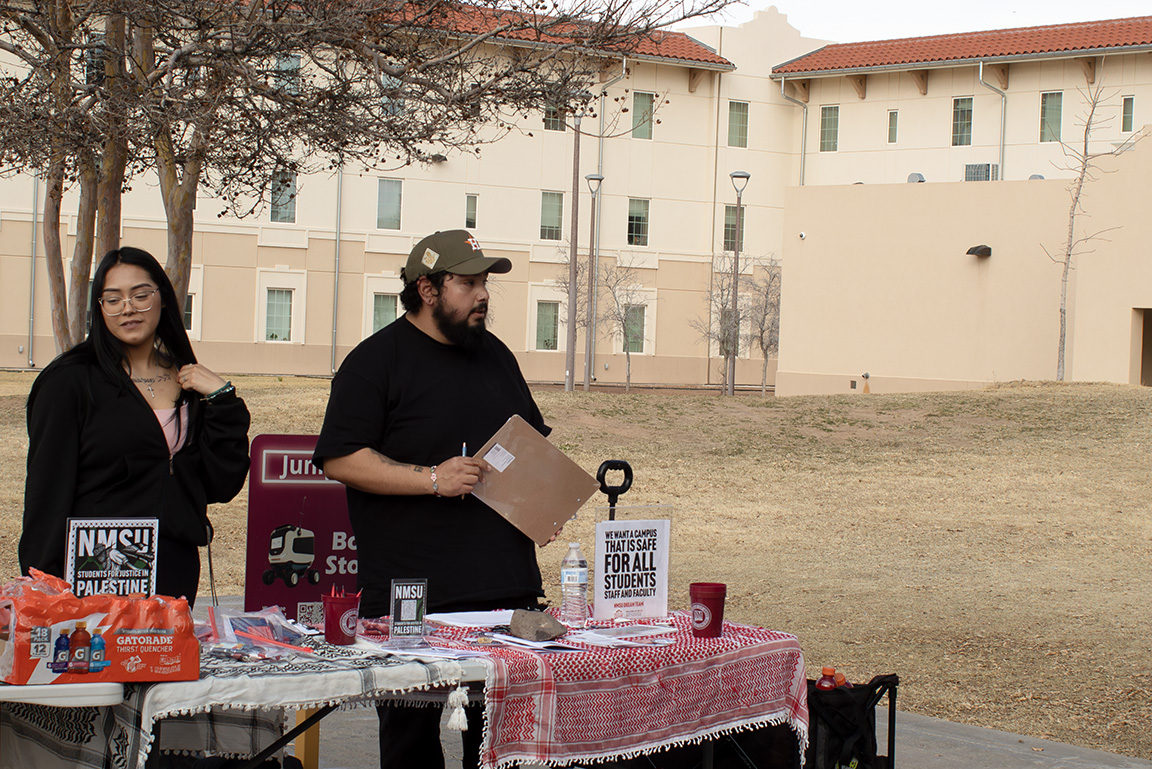 A member of the Dream Team tabling for signatures to keep Immigration and Customs Enforcement from recruiting students on campus. February 16, 2026.  