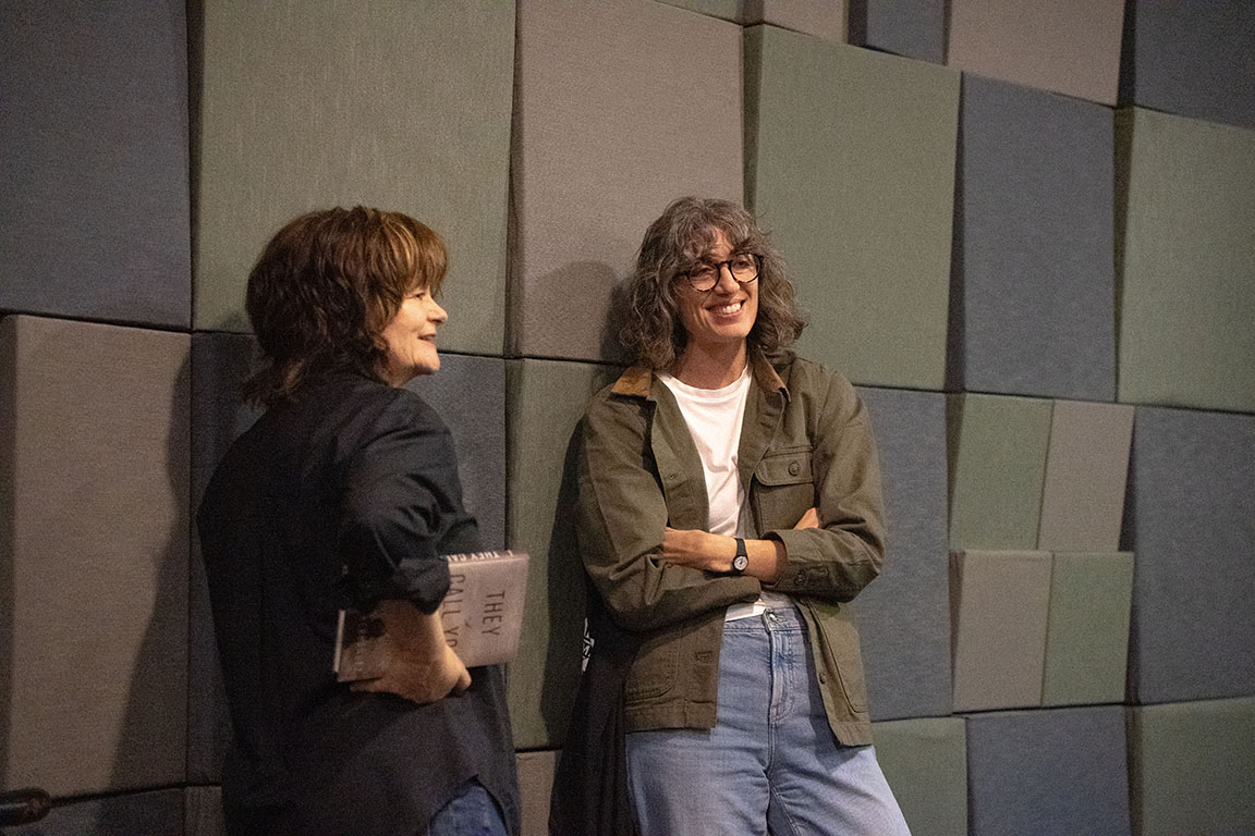 Two guest speakers discuss themes and insights during a reading event at New Mexico State University.