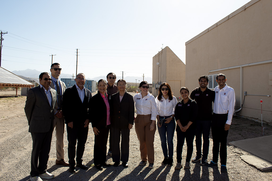 NMSU administrators, members from Electrical Engineering Undergraduate Mentoring Program, and Secretary Deb Haaland pose for a picture at the SouthWest Technology Development Institute on March 23, 2026.